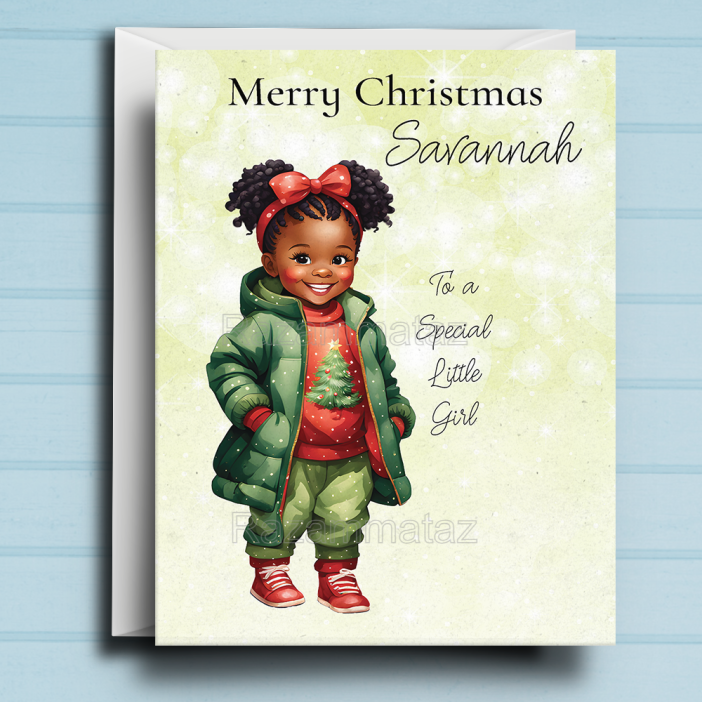 Black Girl D Christmas Card